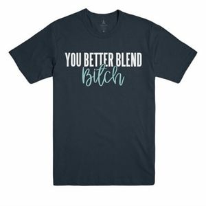 Jeffree Star You Better Blend Bitch navy crew neck graphic tee short sleeve Med